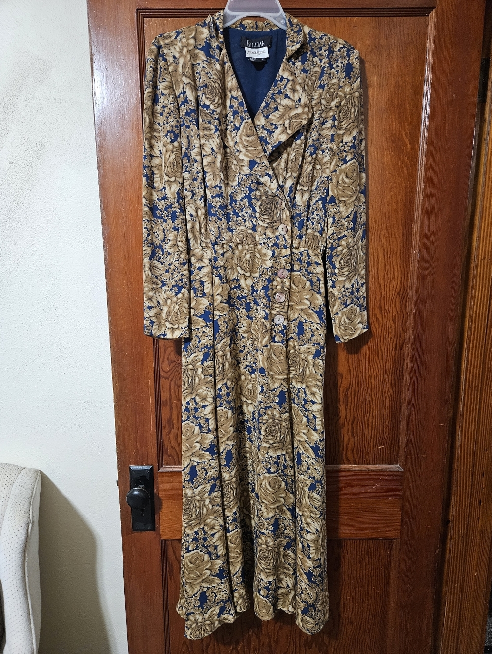 Vintage Gillian Neiman-Marcus 100% Silk Floral Long-Sleeve Maxi Dress Size 6